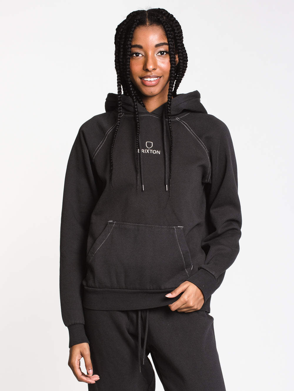 WOMENS VNTG RGLN PULL OVER HD - BLACK - CLEARANCE