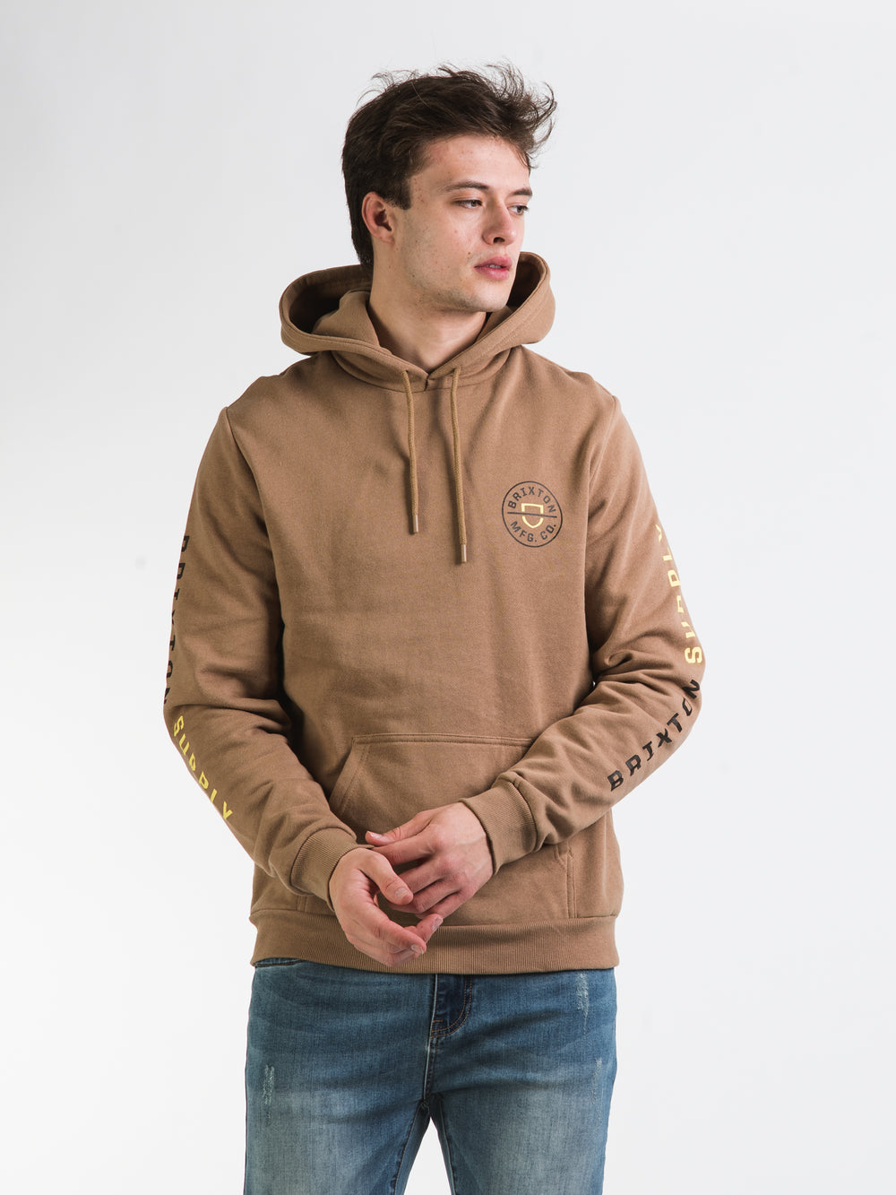 BRIXTON CREST PULL OVER HOODIE MOJAVE LIMELIGHT - CLEARANCE
