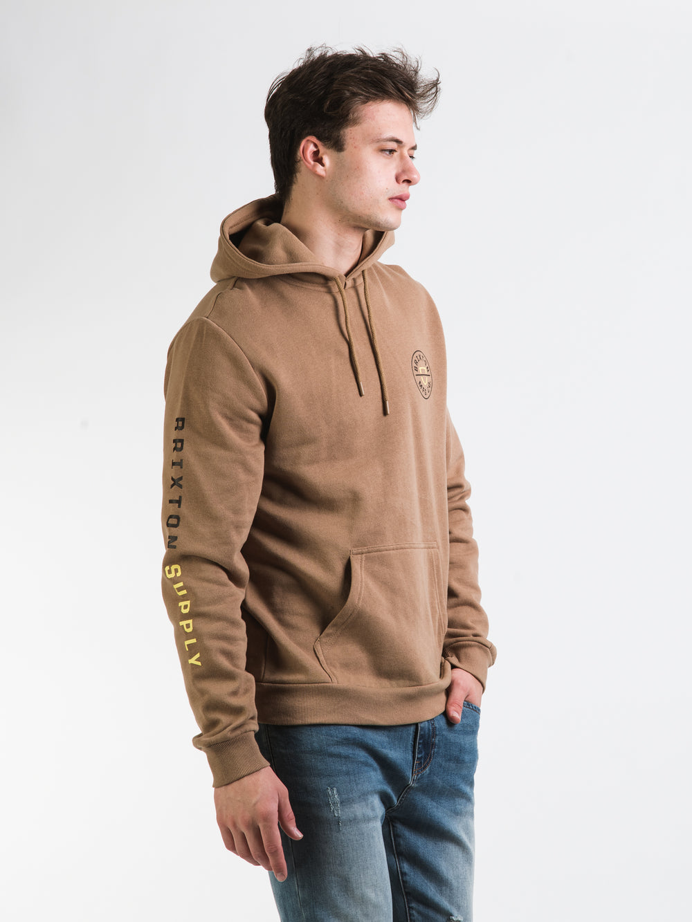 BRIXTON CREST PULL OVER HOODIE MOJAVE LIMELIGHT - DÉSTOCKAGE