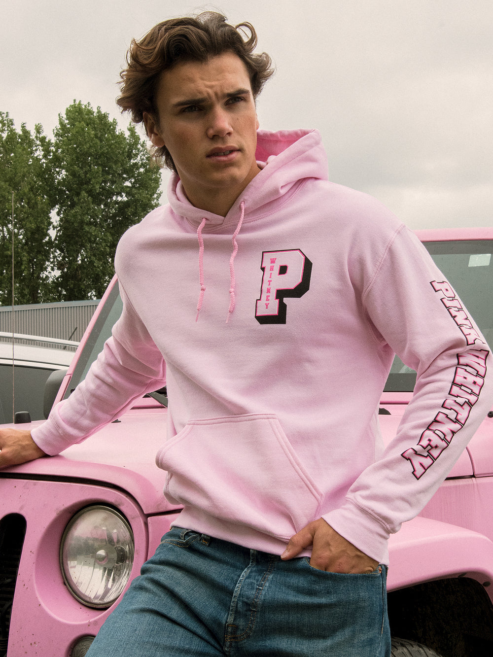 BARSTOOL SPORTS PINK WHITNEY VARSITY HOODIE