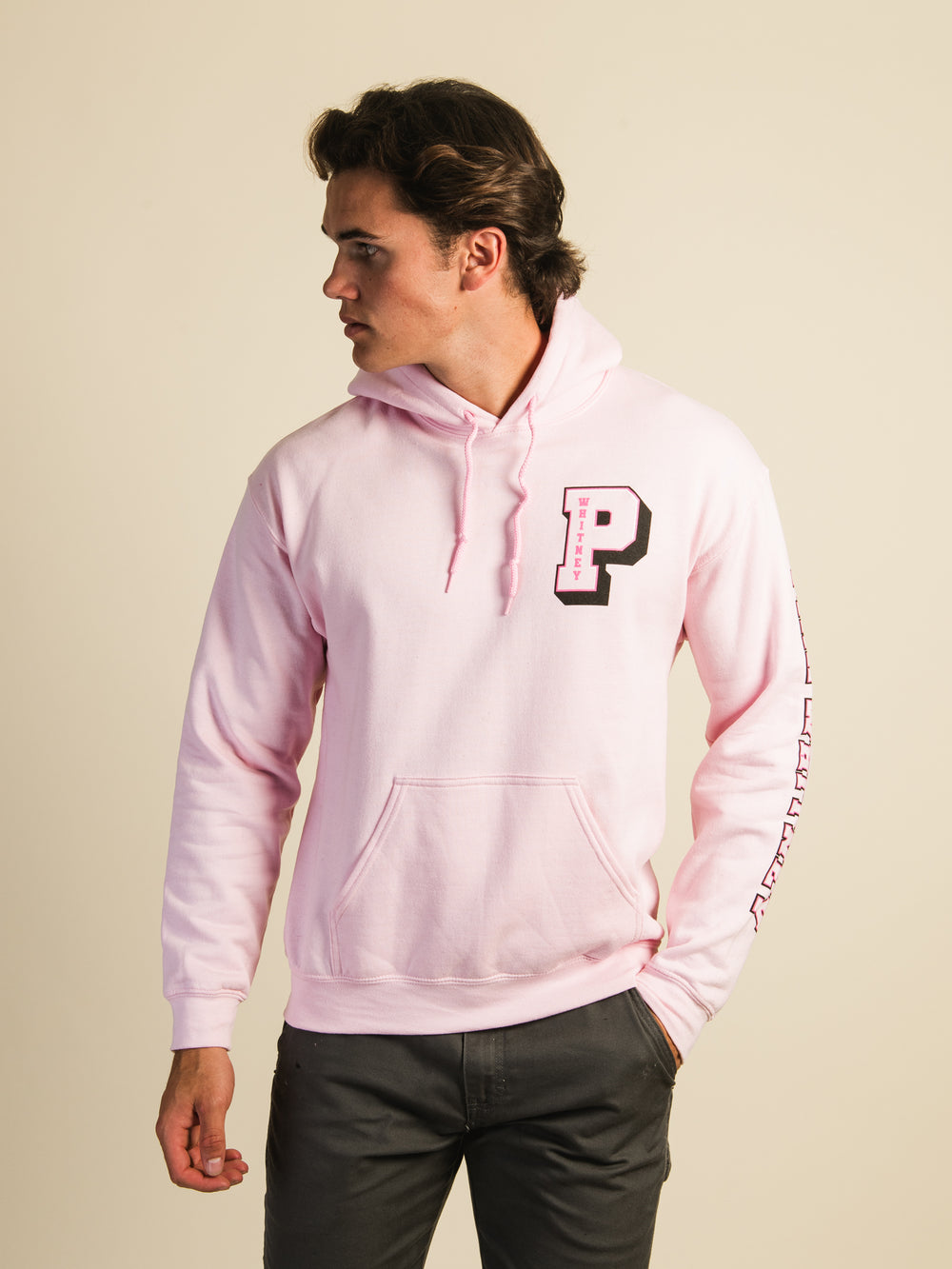 BARSTOOL SPORTS PINK WHITNEY VARSITY HOODIE