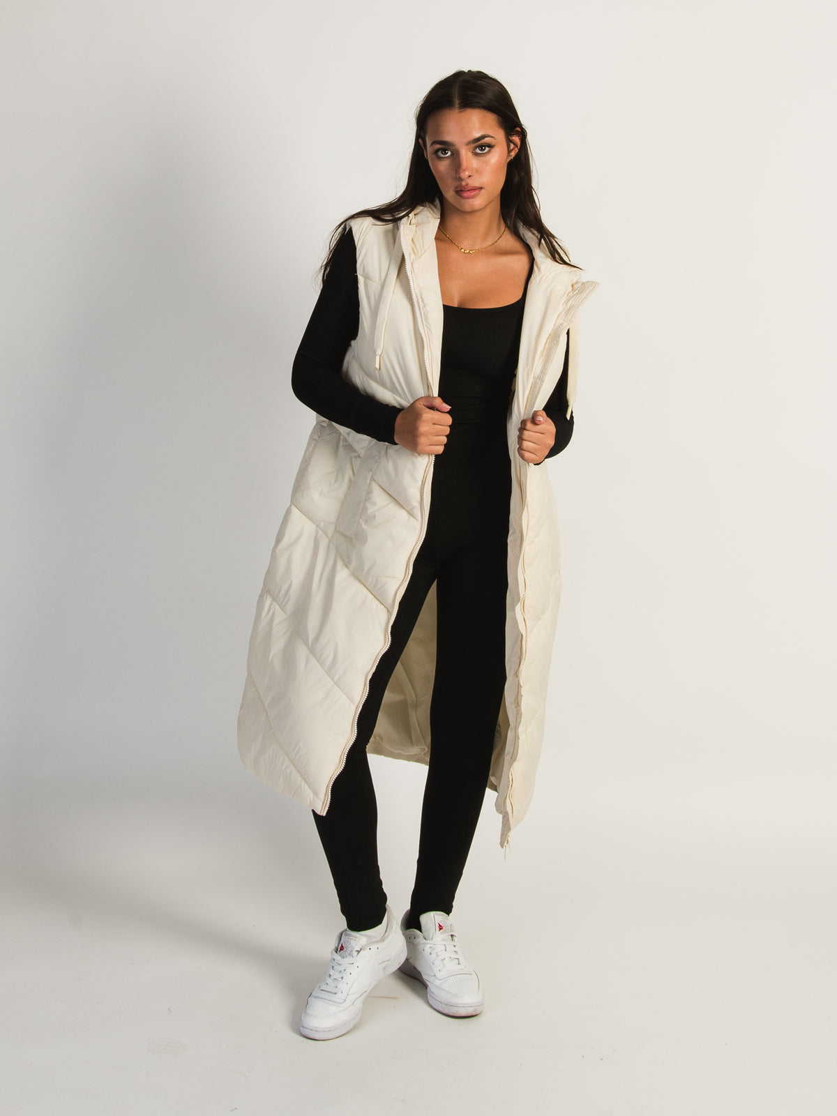 B.YOUNG BOMINA LONG HOODED PUFF VEST
