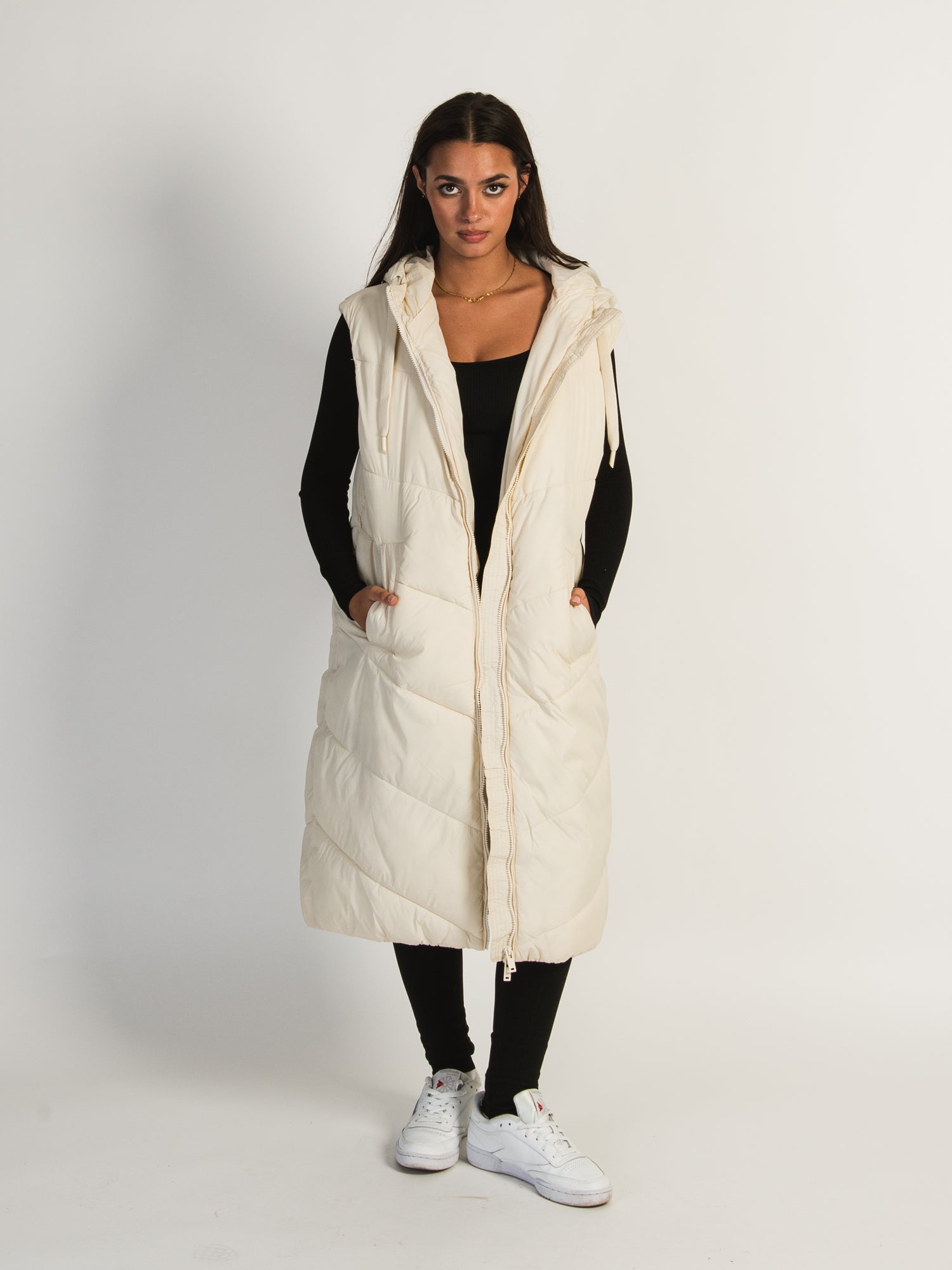 B.YOUNG BOMINA LONG HOODED PUFF VEST