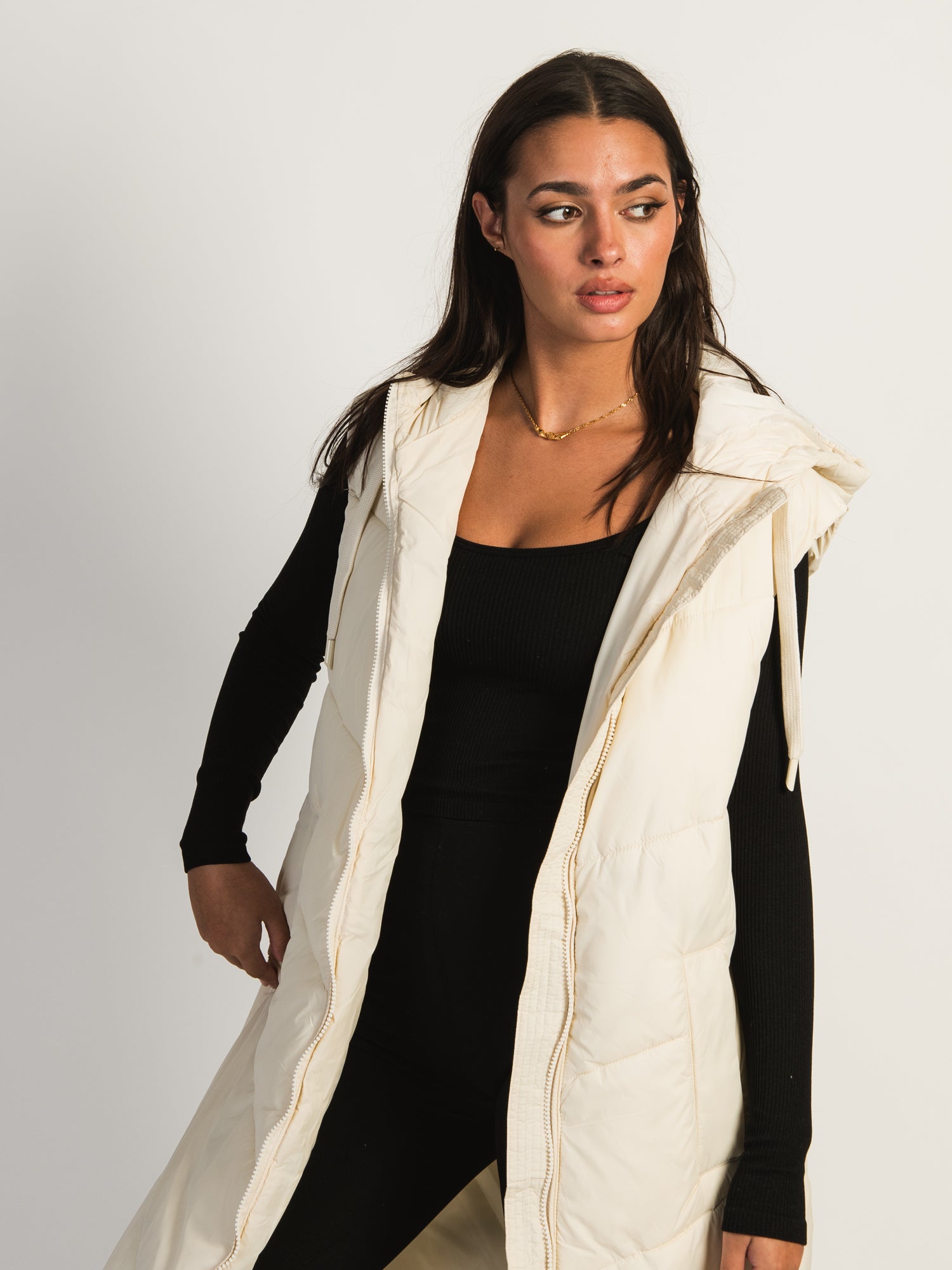 B.YOUNG BOMINA LONG HOODED PUFF VEST