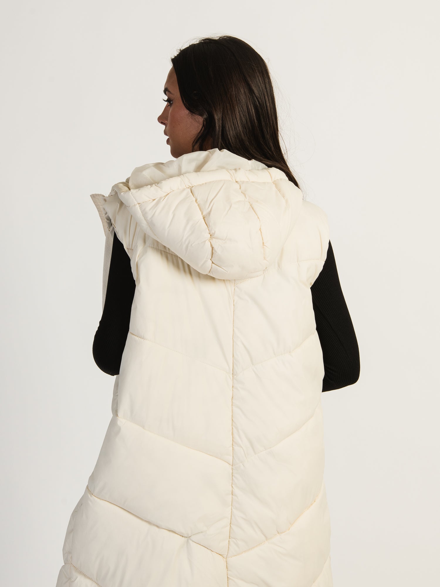 Long hooded cheap puffer vest