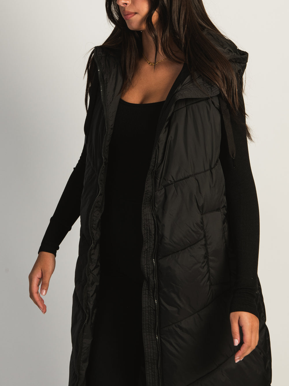 B.YOUNG BOMINA LONG HOODED PUFF VEST