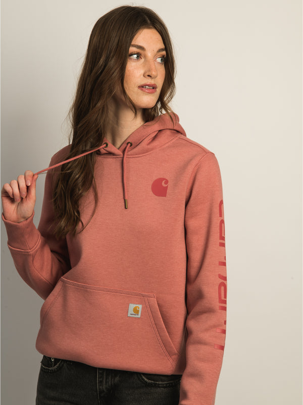CARHARTT LOGO SLEEVE PULL OVER HOODIE - ROSE