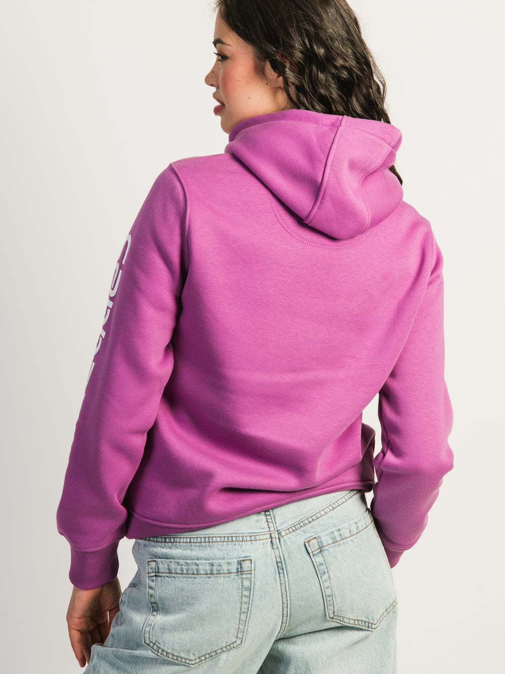 CARHARTT LOGO SLEEVE PULL OVER HOODIE - LIGHT PINK