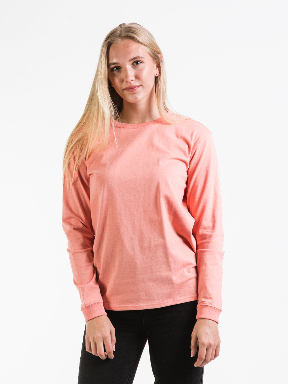 CARHARTT LOOSE FIT HEAVY WEIGHT LOGO LONG SLEEVE TEE HIBISCUS - CLEARANCE