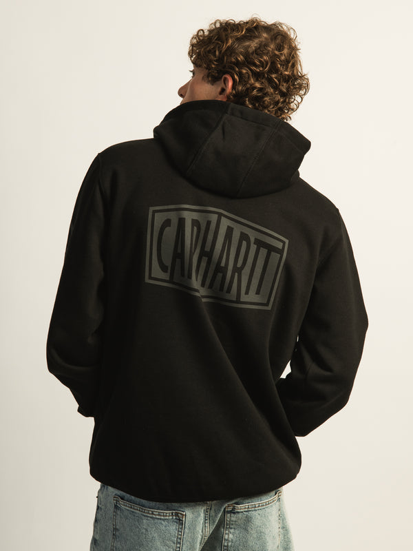 CARHARTT LOOSE FIT MIDWEIGHT LOGO GRAPHIC PULL OVER HOODIE - BLACK