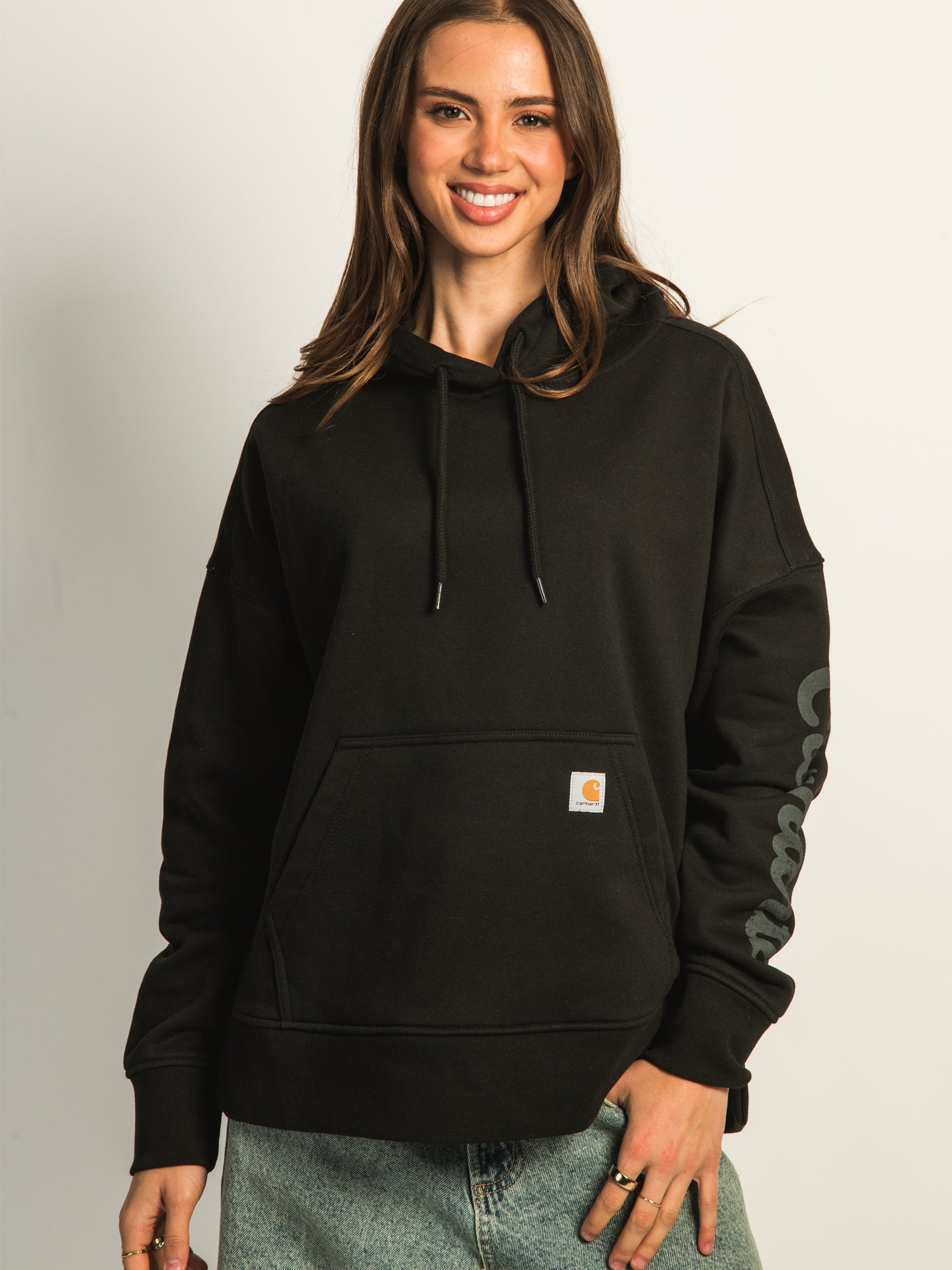 CARHARTT OVERSIZED MIDWEIGHT HEART GRAPHIC HOODIE - NOIR