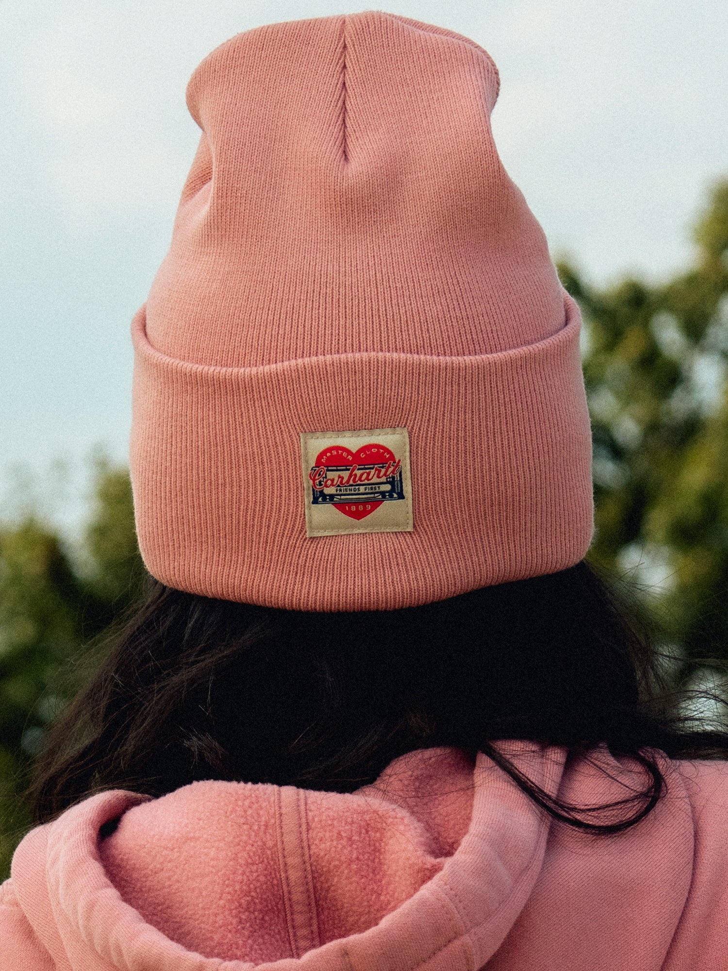 CARHARTT KNIT HEART PATCH TOQUE - ROSE