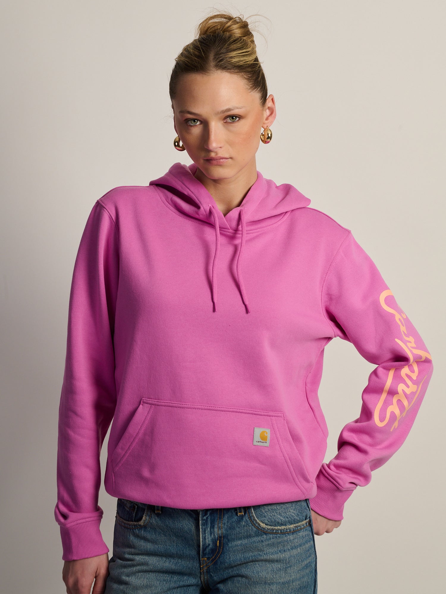 CARHARTT SAWYER SCRIPT LOGO SWEATER - FUSCHIA