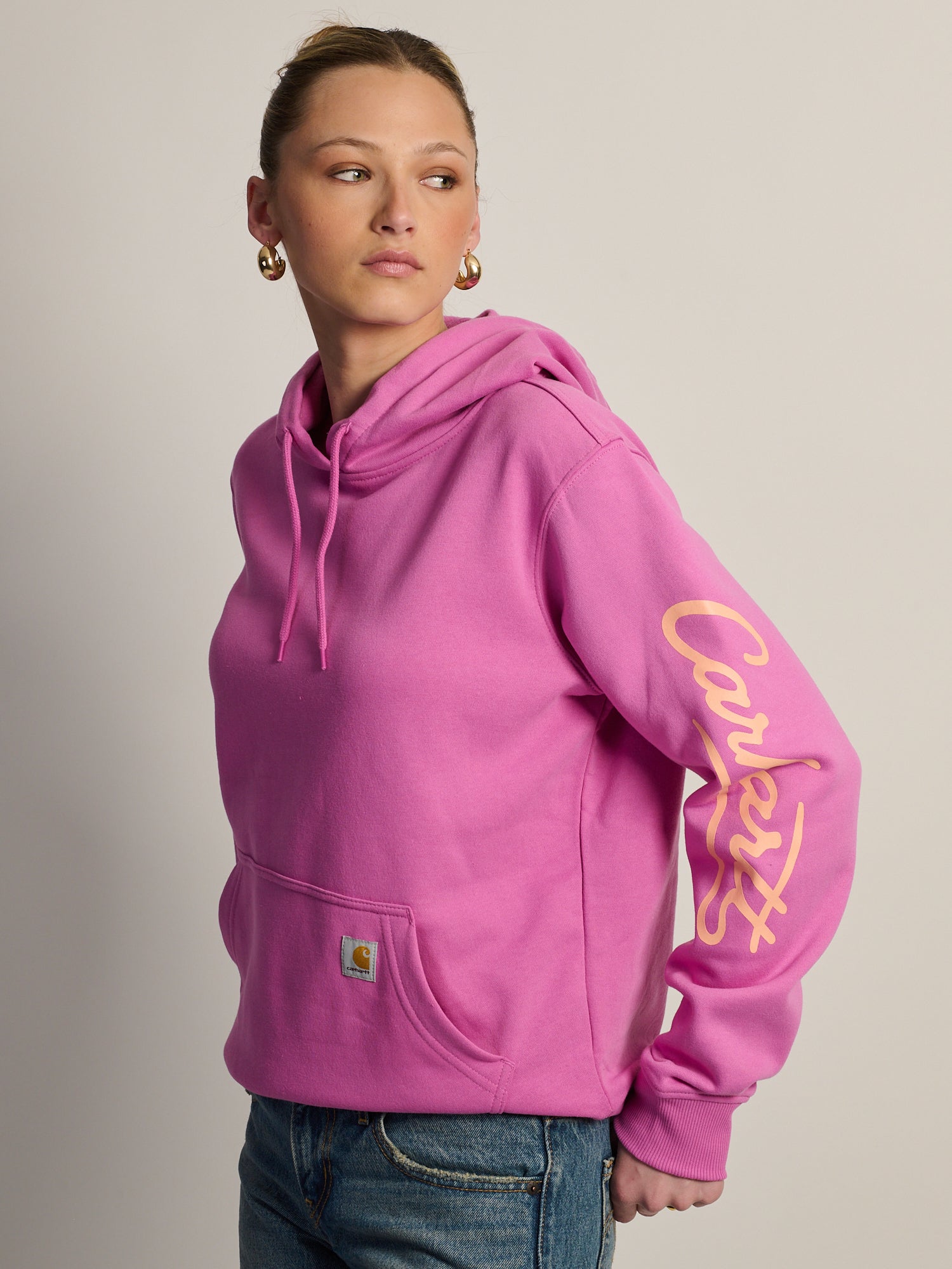 CARHARTT SAWYER SCRIPT LOGO SWEATER - FUSCHIA