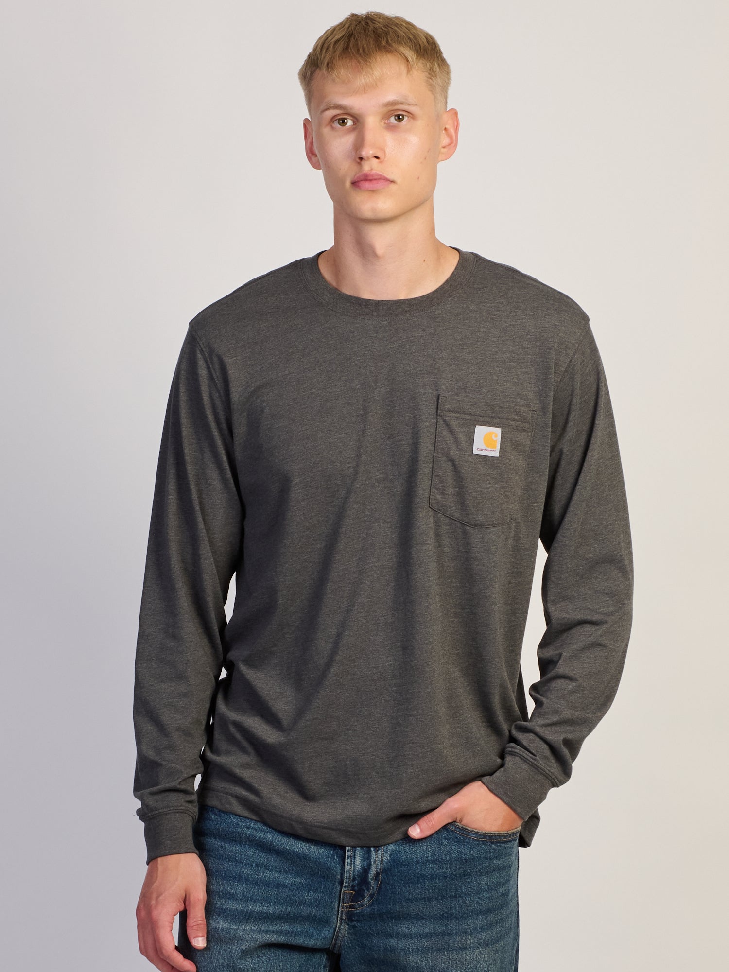 CARHARTT IRVINE RELAXED TOUGH C LONG SLEEVE TEE - CHARCOAL NAVY