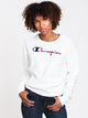 CHAMPION WOMENS 3COLOUR SCRIPT CREW - WHITE - CLEARANCE - Boathouse