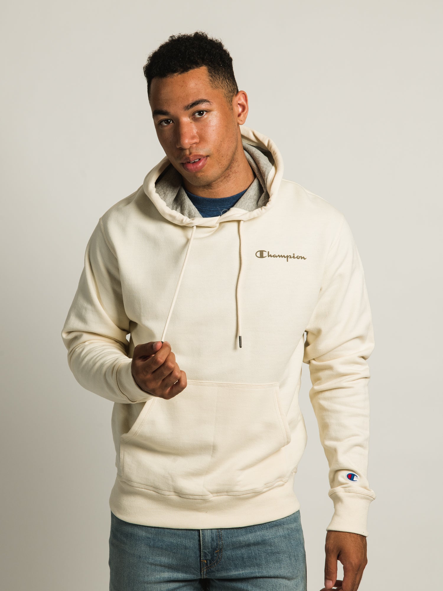 Champion script outlet hoodie white