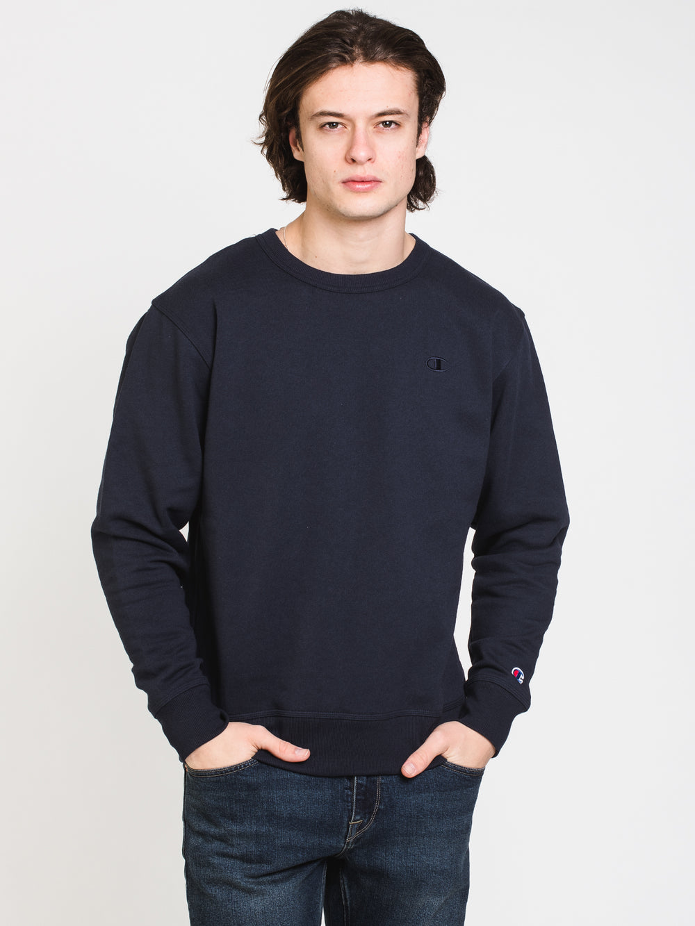 CHAMPION POWERBLEND FLEECE CREW EMBROIDERED C  - CLEARANCE