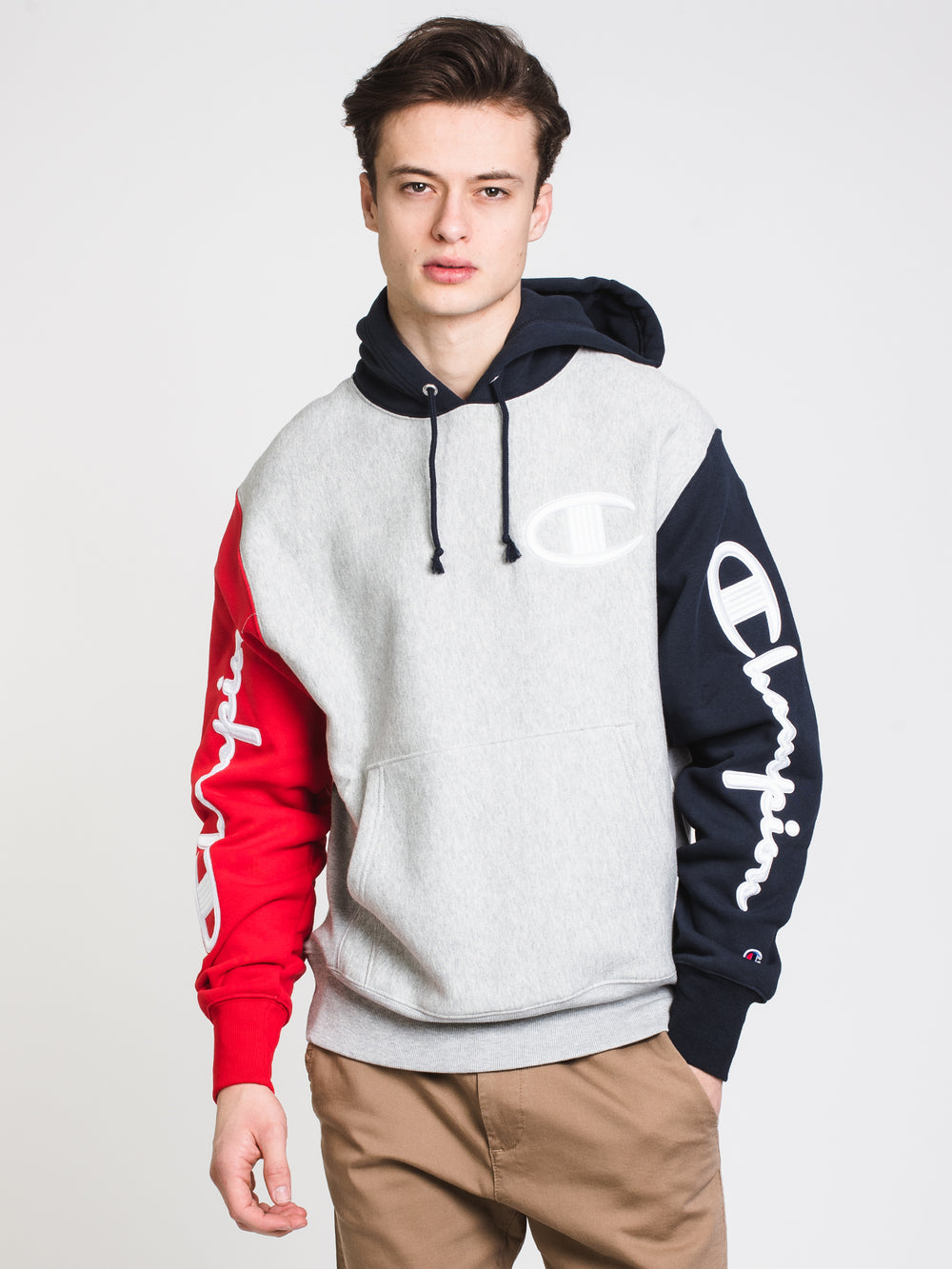 RW 'C' COLOURBLOCK PULLOVER HOODIE - OX GREY - CLEARANCE