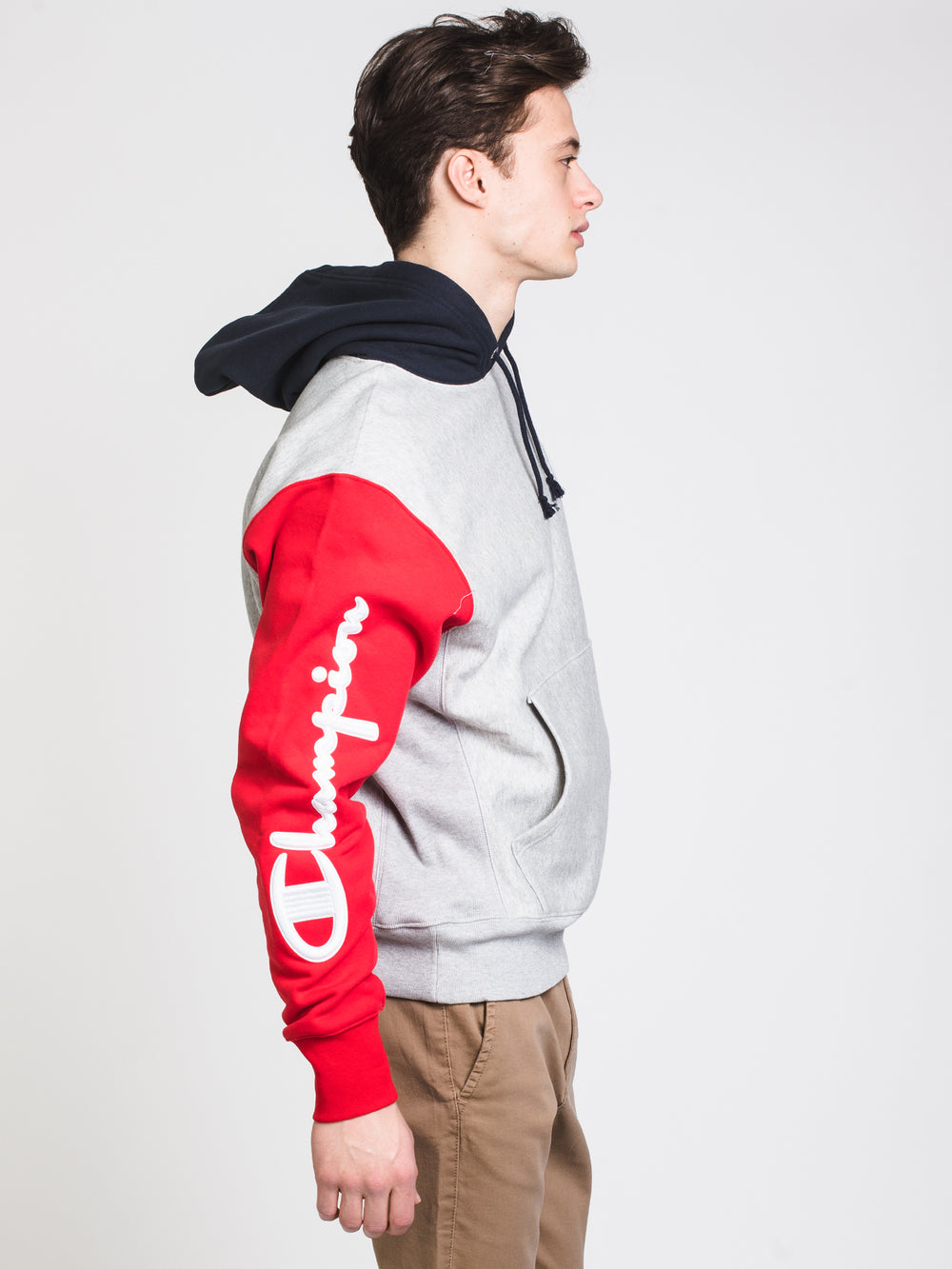 RW 'C' COLOURBLOCK PULLOVER HOODIE - OX GREY - CLEARANCE