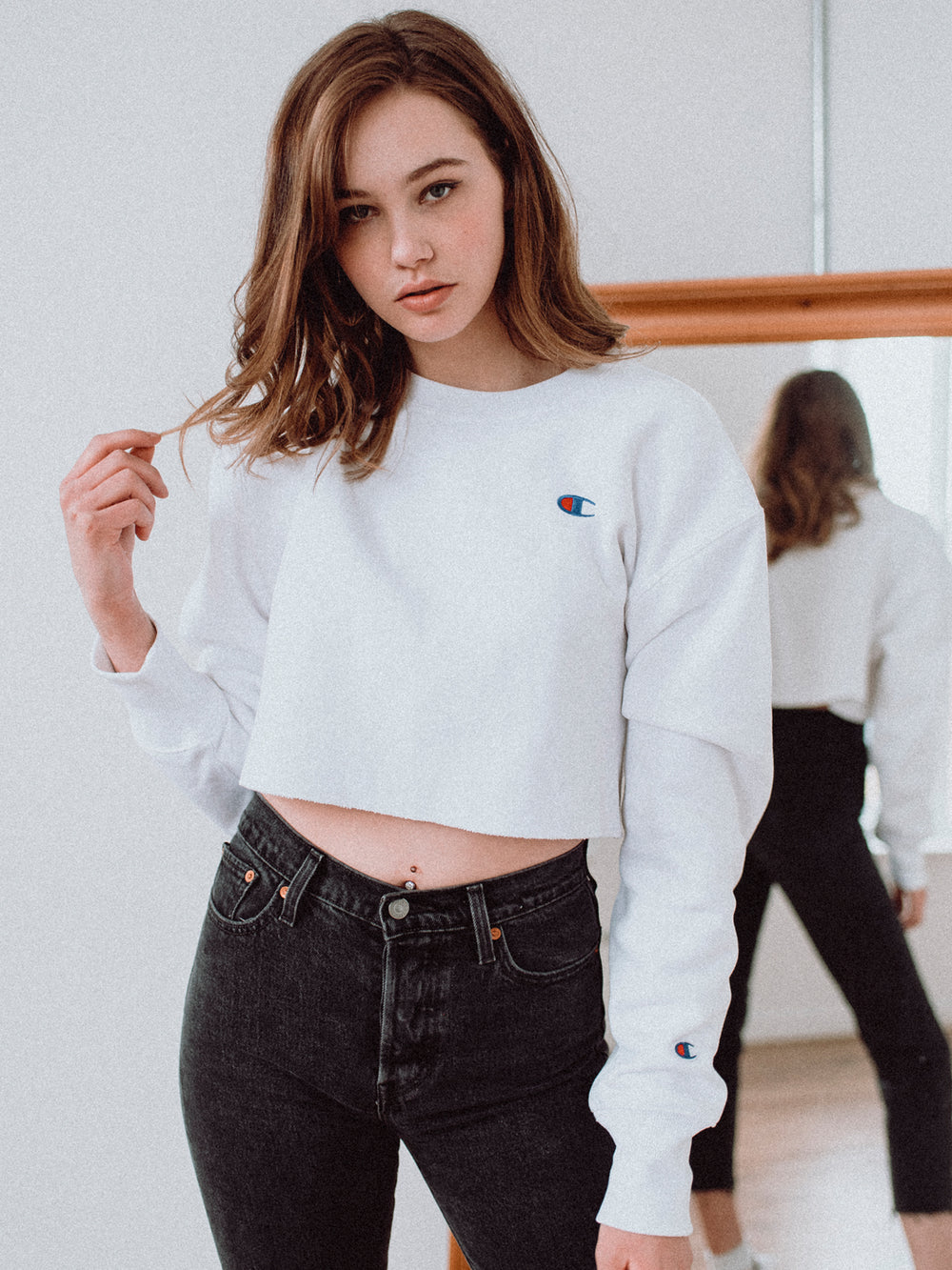 Crop Top Champion Cropped Crew WOMENS RW CROP CUTOFF