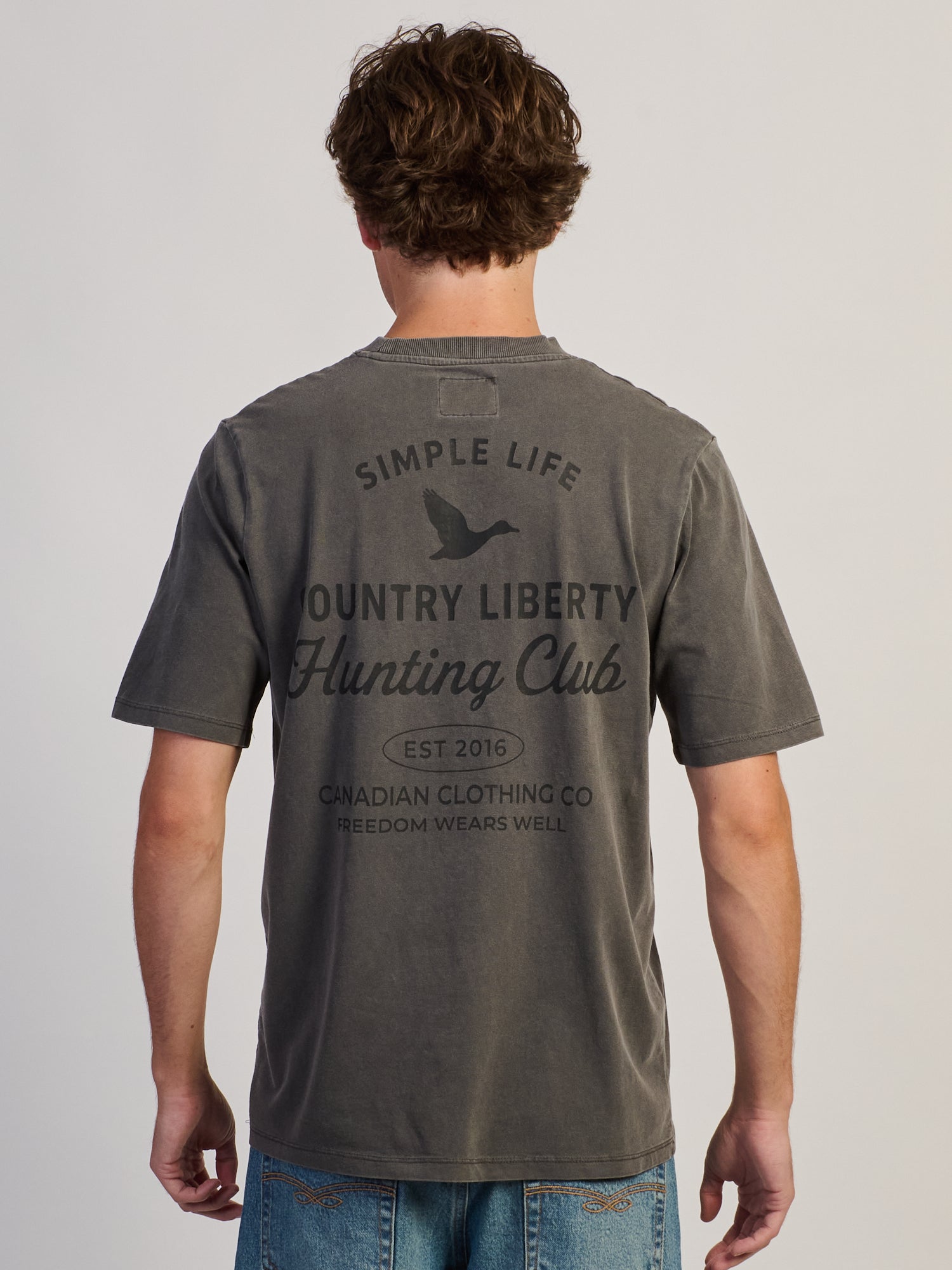 T-SHIRT COUNTRY LIBERTY HUNTING CLUB - GRIS DÉLAVÉ