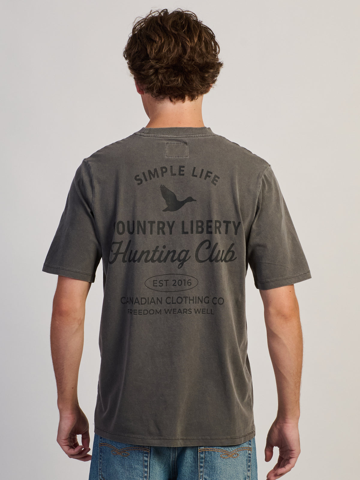 T-SHIRT COUNTRY LIBERTY HUNTING CLUB - WASHED GREY
