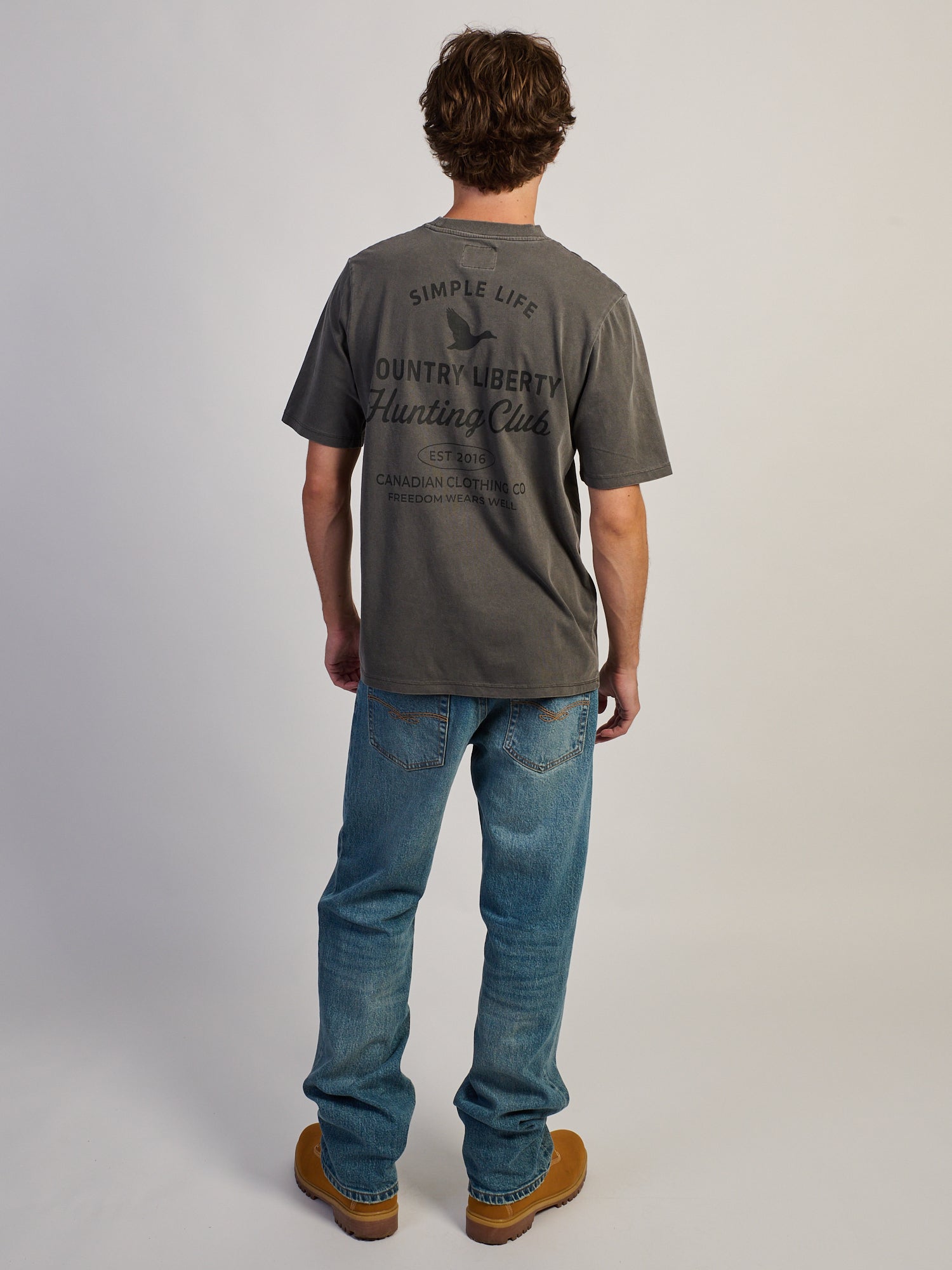 T-SHIRT COUNTRY LIBERTY HUNTING CLUB - GRIS DÉLAVÉ