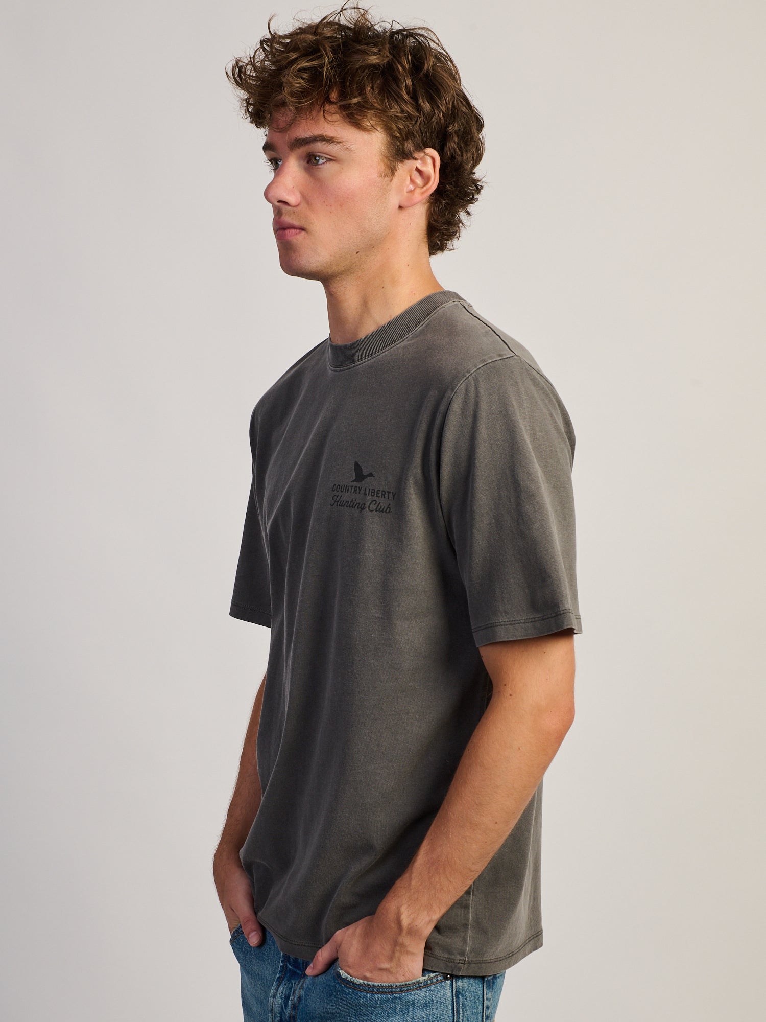 T-SHIRT COUNTRY LIBERTY HUNTING CLUB - GRIS DÉLAVÉ