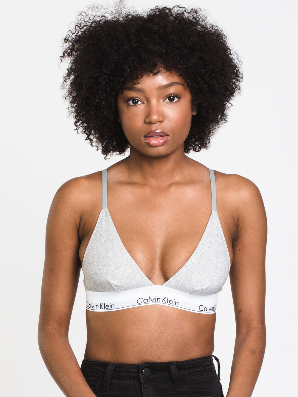Calvin Klein Women's Modern Cotton Skinny Strap Bralette Grey, XL