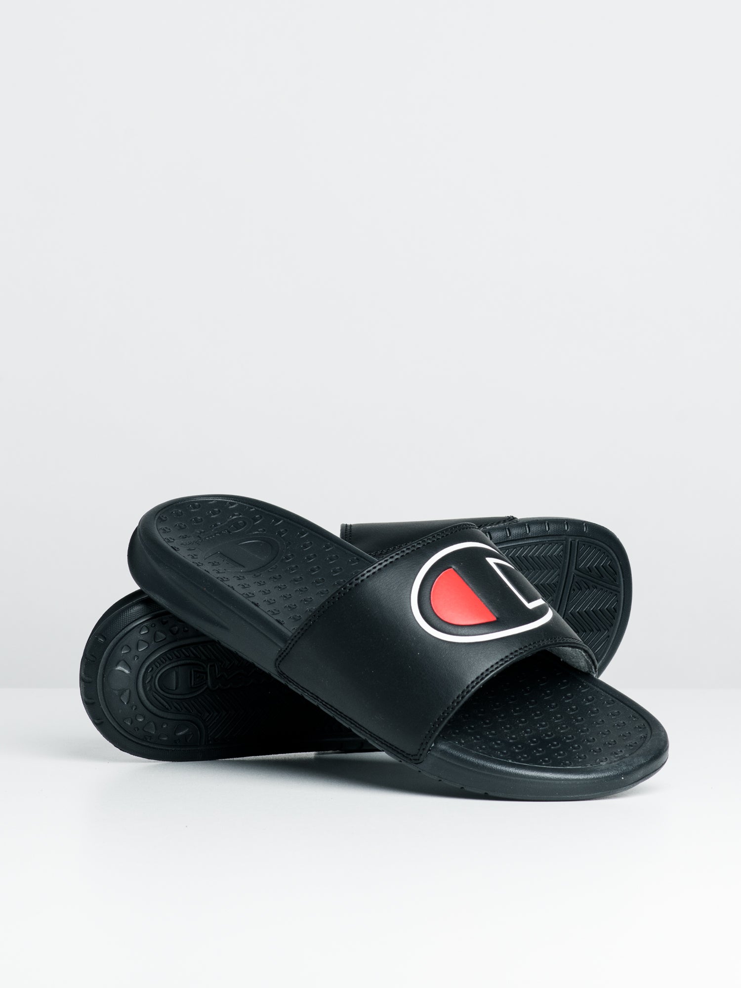 All black hot sale champion slides