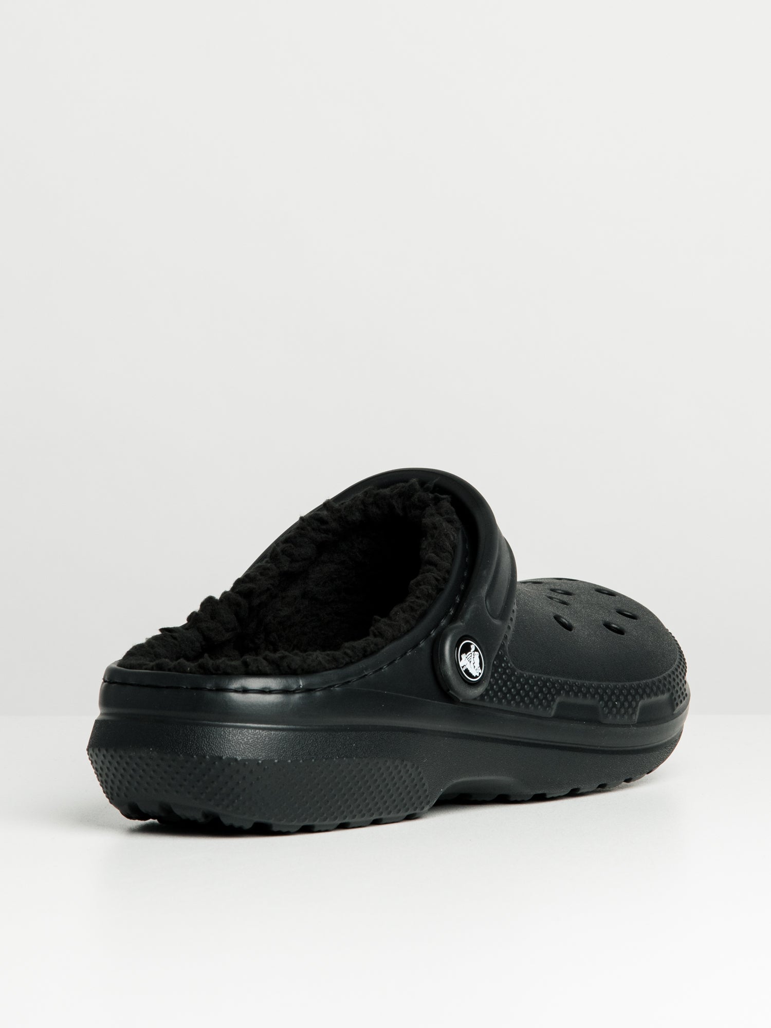 Mens black crocs with fur hot sale