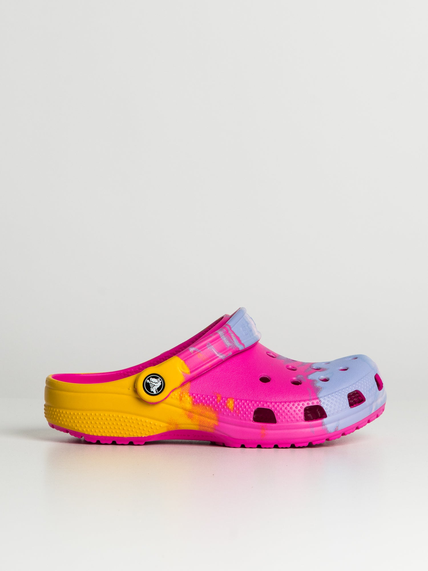 Yellow and cheap pink crocs