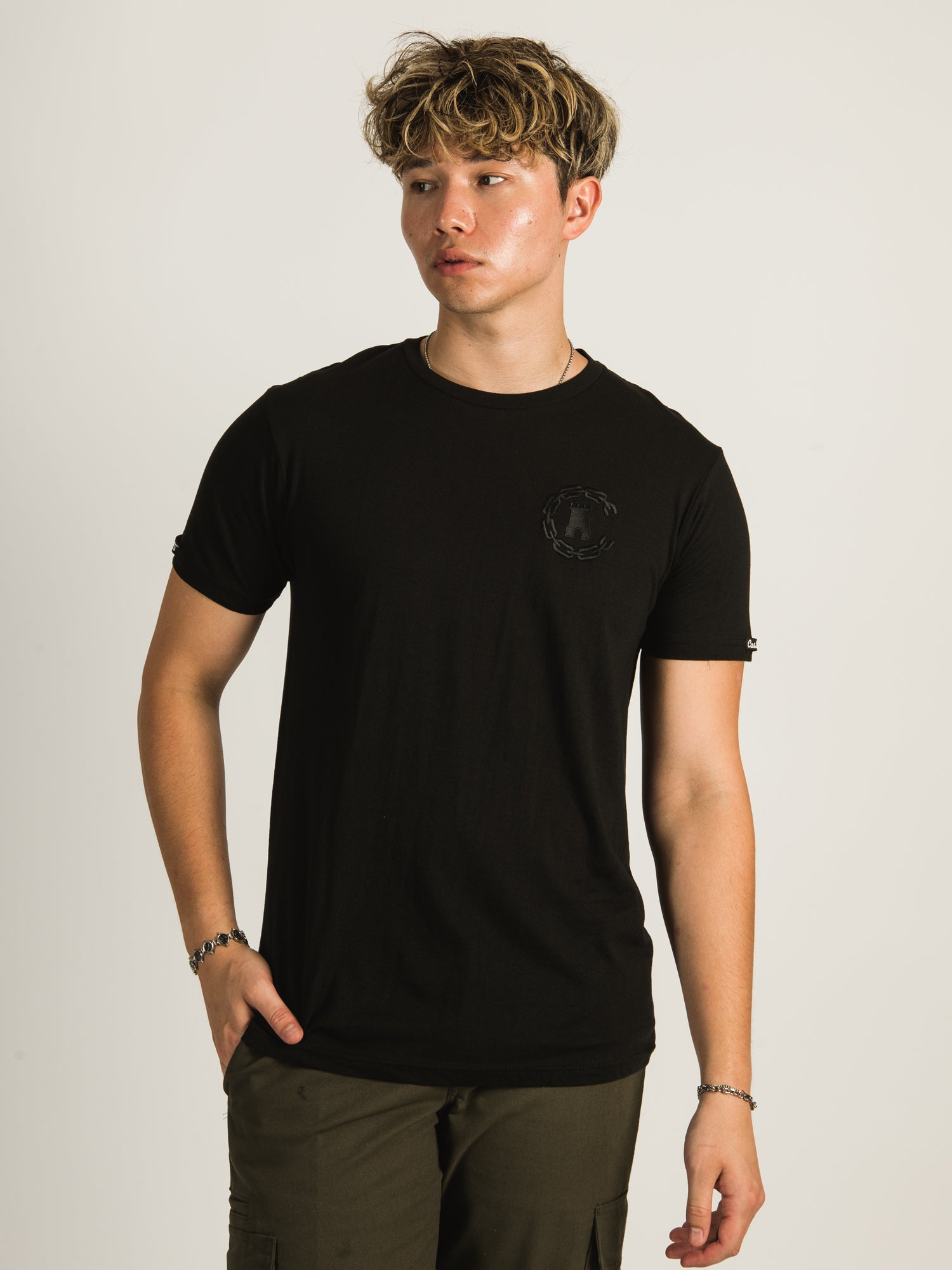 CROOKS & CASTLES C CHAIN EMBROIDERED LOGO T-SHIRT - CLEARANCE