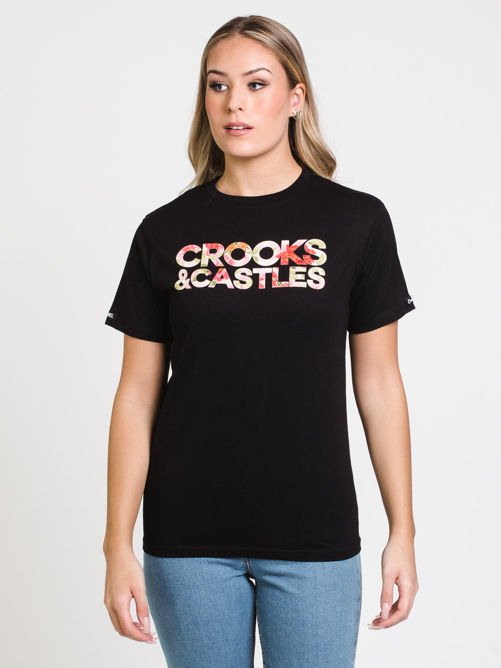 CROOKS & CASTLES FLORAL BANDUSA SHORT SLEEVE BOYFRIEND TEE - CLEARANCE