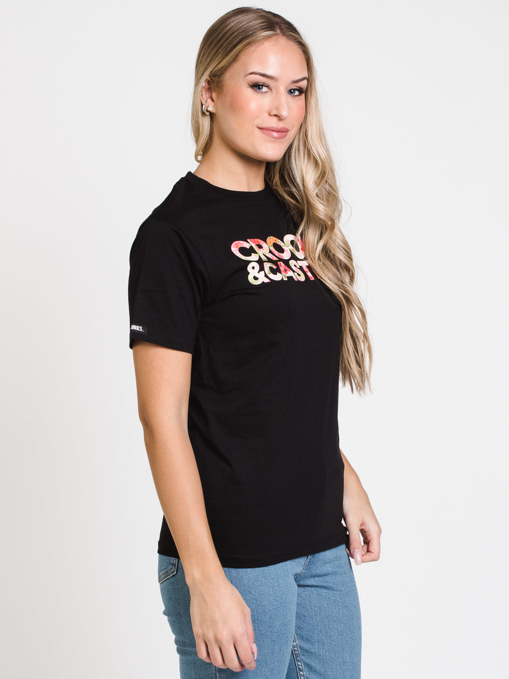 CROOKS & CASTLES FLORAL BANDUSA SHORT SLEEVE BOYFRIEND TEE - CLEARANCE