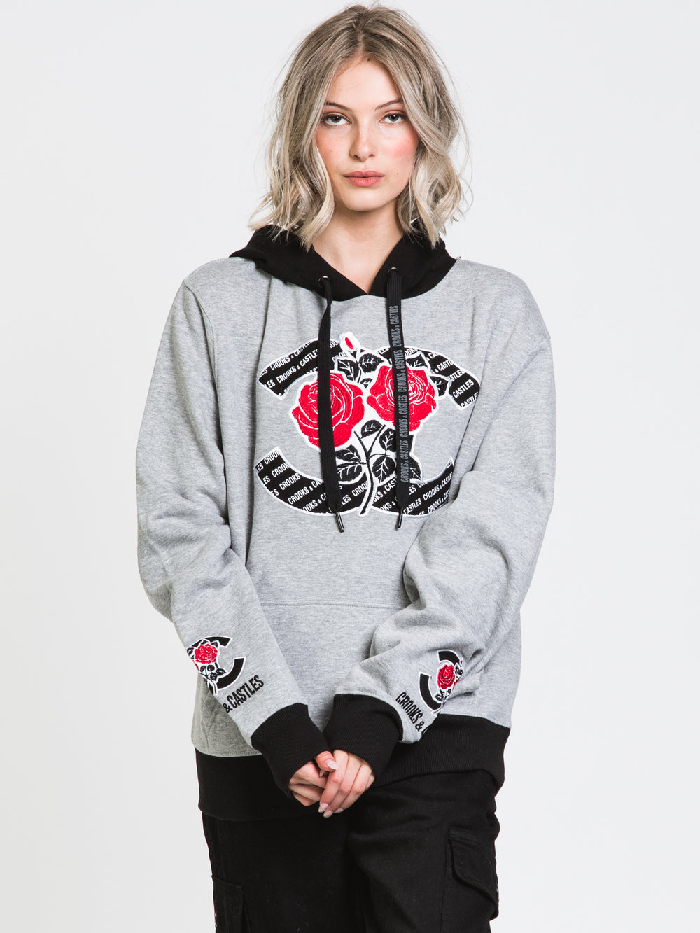 CROOKS & CASTLES ROSES CUT & SEW PULLOVER HOODIE - CLEARANCE