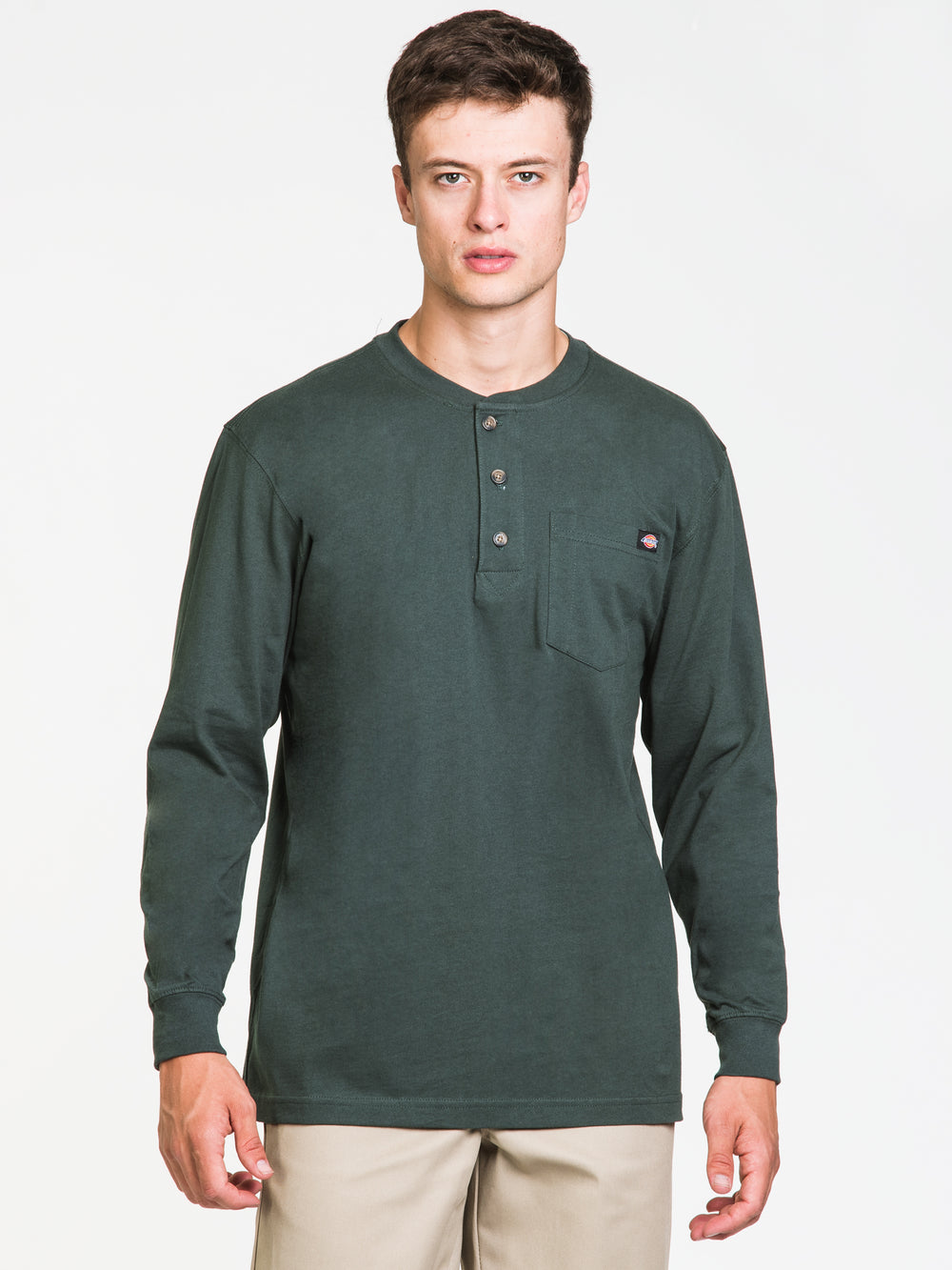 DICKIES HEAVYWEIGHT LONG SLEEVE HENLEY  - CLEARANCE