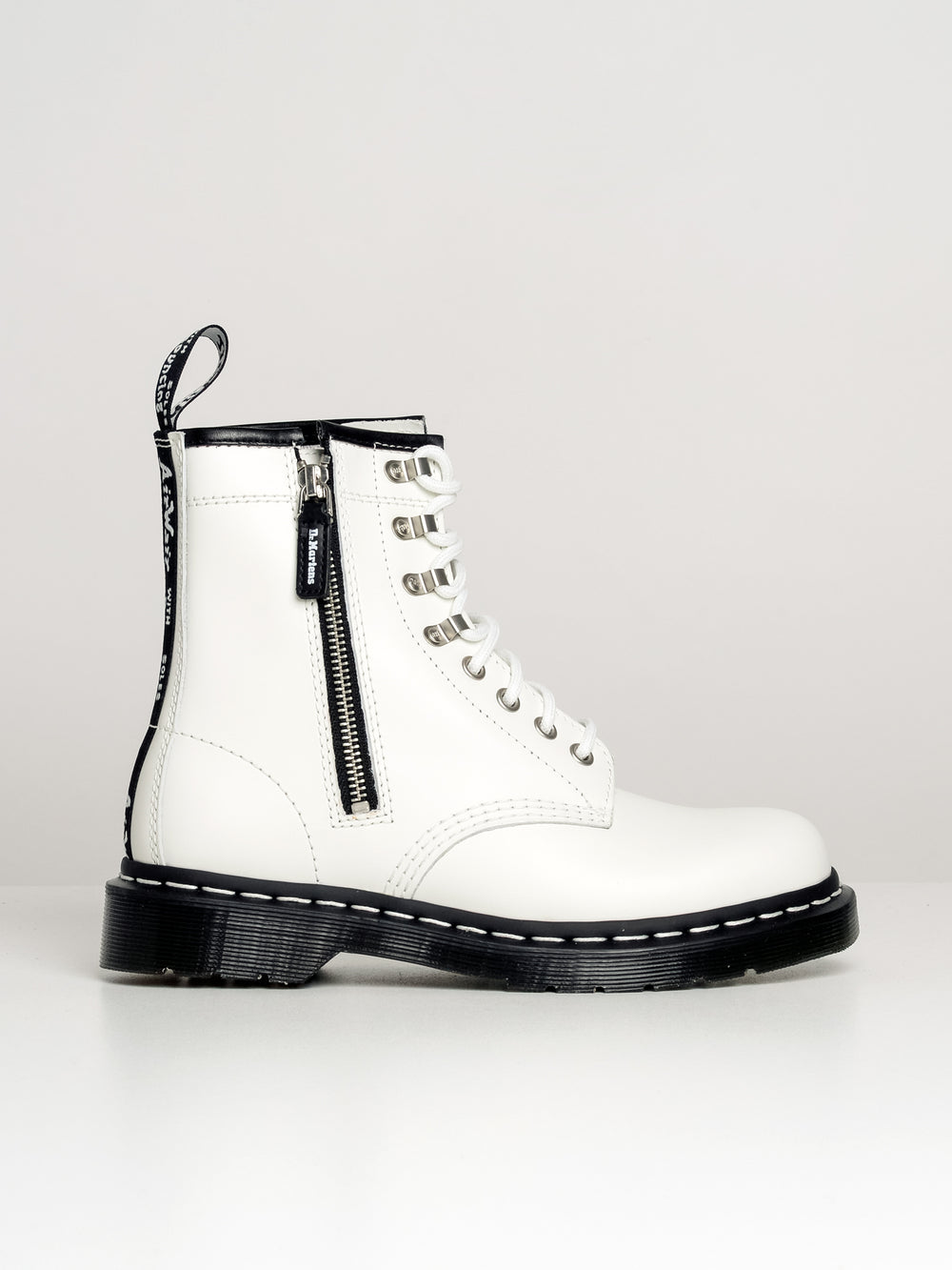 WOMENS DR MARTENS 1460 ZIP HARDWARE SMOOTH BOOT - CLEARANCE