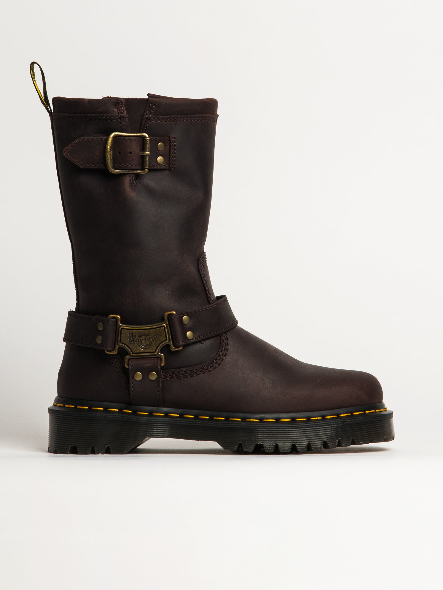 Bottes Dr. Martens Anistone Knee High - Mixte Adulte, Cuir Crazy Horse, Semelle Bex, Style Motard