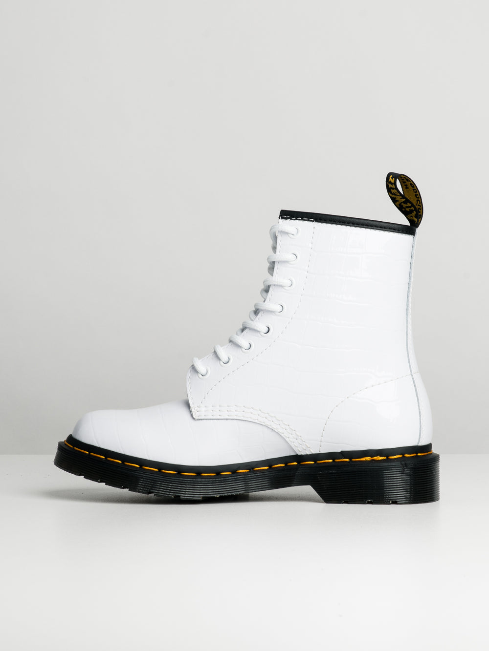 WOMENS DR MARTENS 1460 PATENT CROC EMBOSS BOOT - CLEARANCE