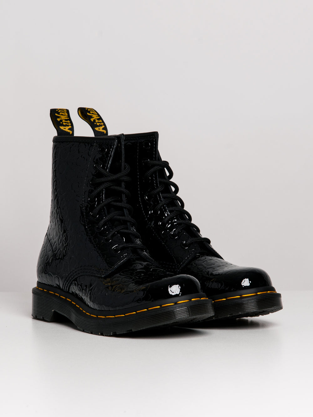 WOMENS DR MARTENS 1460 PATENT EMBOSS PLATFORM LEATHER BOOT - CLEARANCE