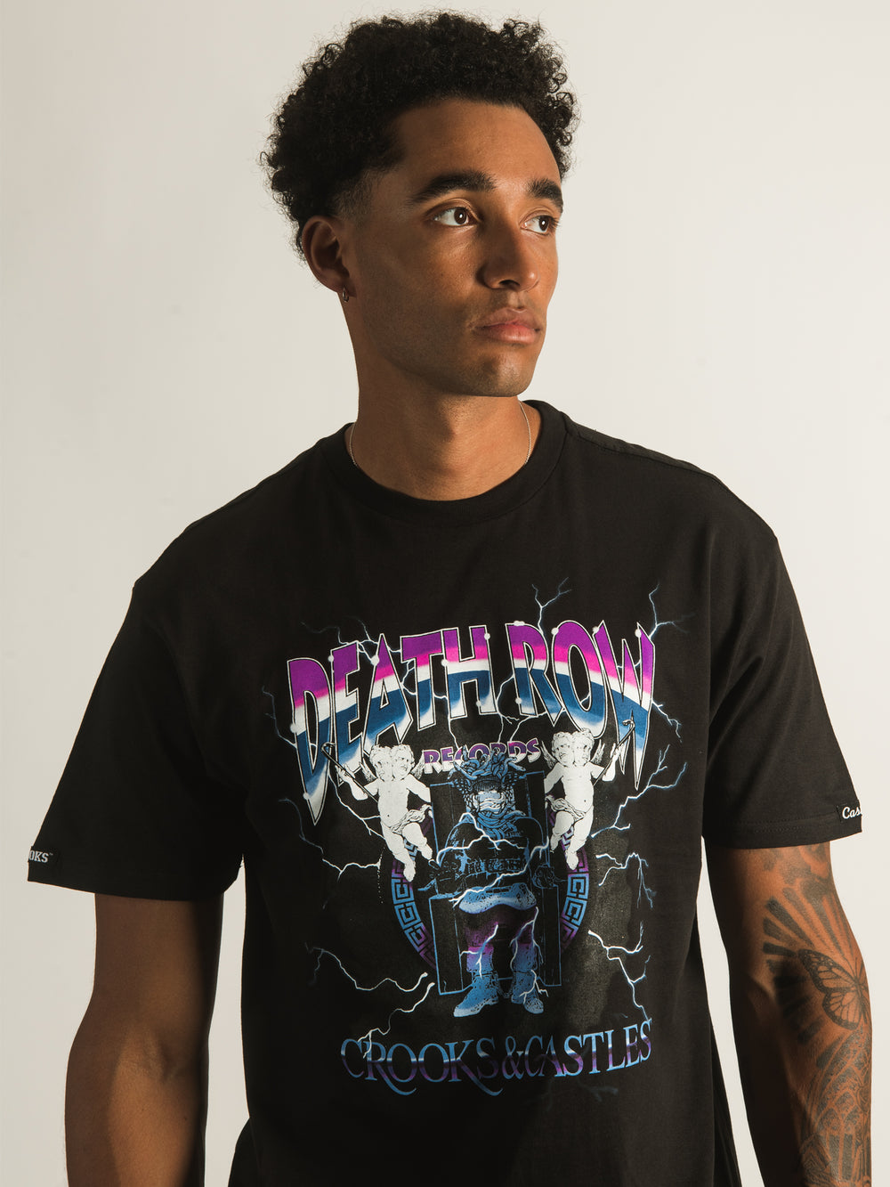 CROOKS & CASTLES DEATH ROW X CROOKS ANGELS/RAINBOW T-SHIRT - CLEARANCE