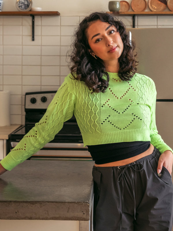 DAISY STREET LTD CROCHET KNIT BOXY JUMPER - CLEARANCE