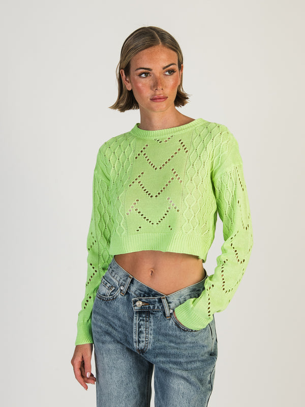 DAISY STREET LTD CROCHET KNIT BOXY JUMPER - CLEARANCE