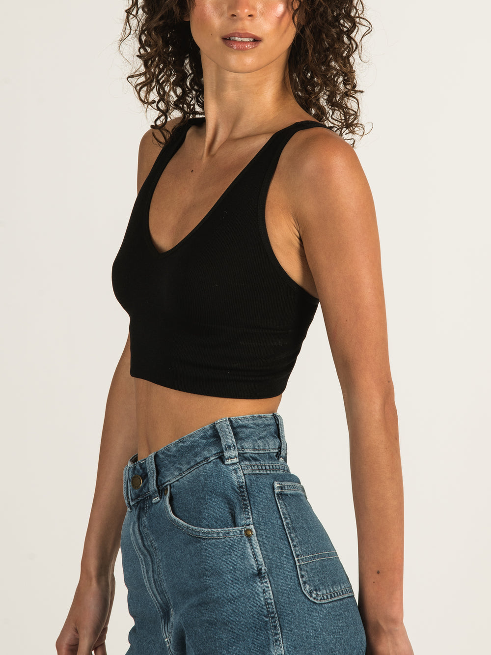 DYNAMIC DEEP V CROP RIBBED BRALETTE  - CLEARANCE