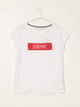 ESPRIT WOMENS BOX LOGO S/S TEE - WHITE - CLEARANCE - Boathouse