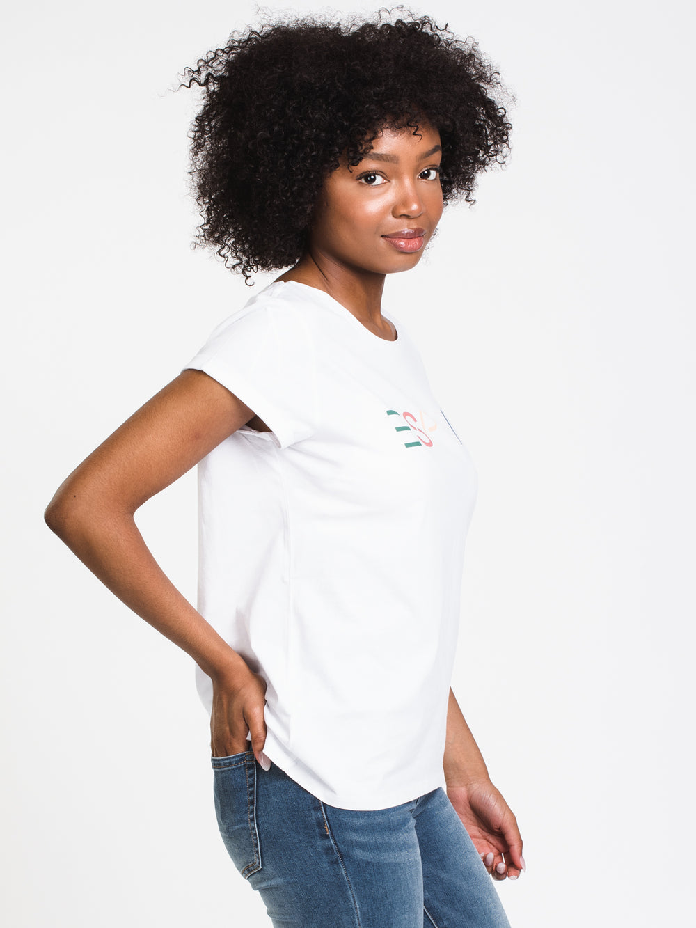 WOMENS VINTAGE SCOOP SHORT SLEEVE T-SHIRT - WHITE - CLEARANCE