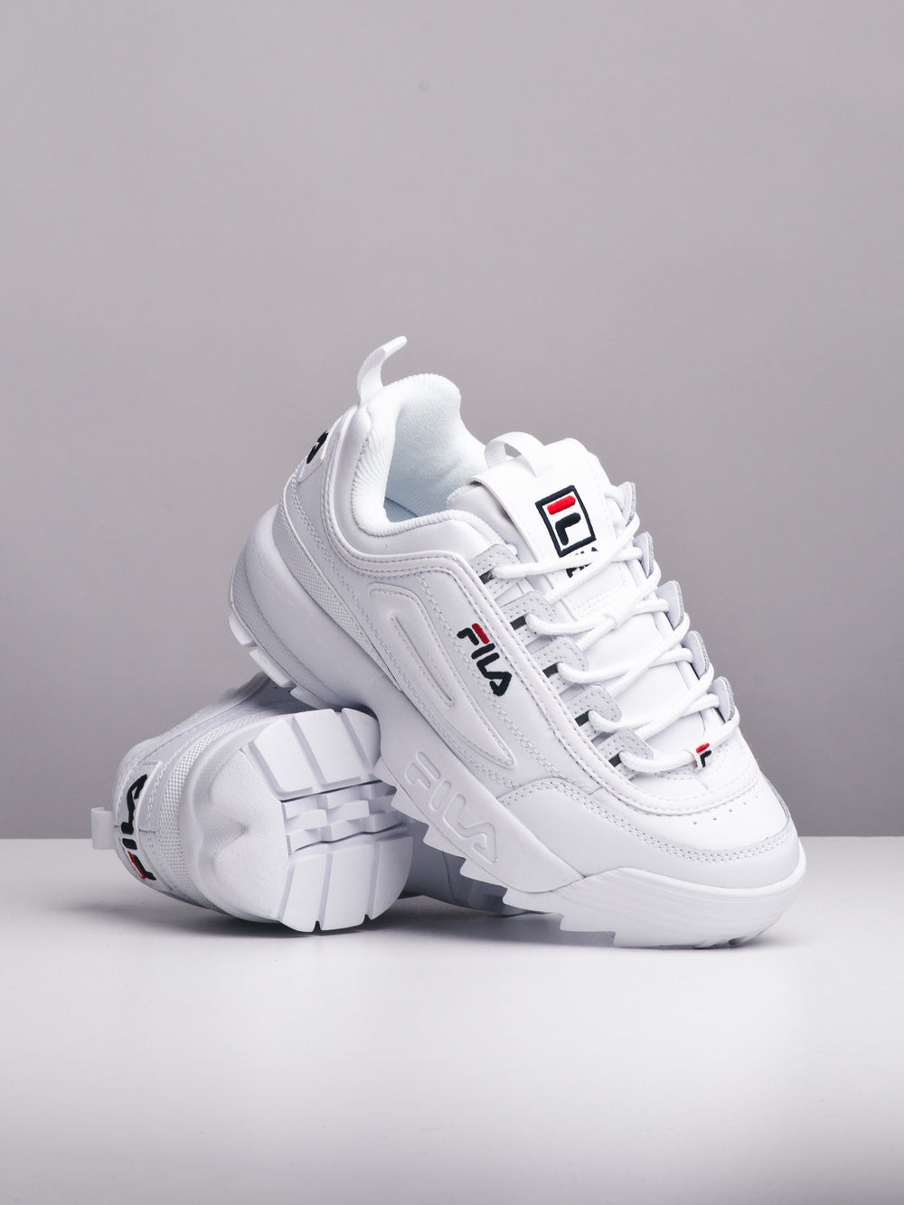 FILA Disruptor II Kid’s Premium Casual Shoes White Navy Red NEW 