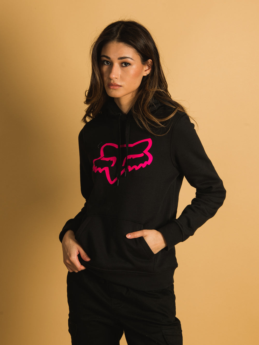 FOX BOUNDARY PULLOVER FLEECE - BLACK/PINK - CLEARANCE